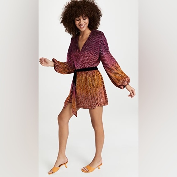 RETROFETE GABRIELLE SEQUIN OMBRE ROBE MINI DRESS WITH SLEEVES SIZE XL - Picture 8 of 16